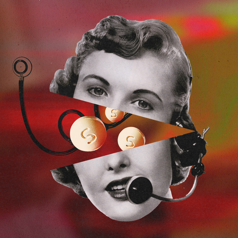 a telephone operator with pills a telephone operator with pills